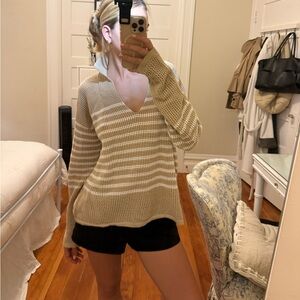 Beige Striped Women's Sweater GAP size large